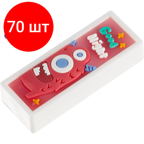 Комплект 70 штук, Ластик Deli 71134 53х20х10 ПВХ ассорти ластик deli eh03110