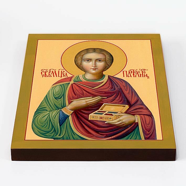 Великомученик и целитель Пантелеимон (лик № 006), икона на доске 20*25 см