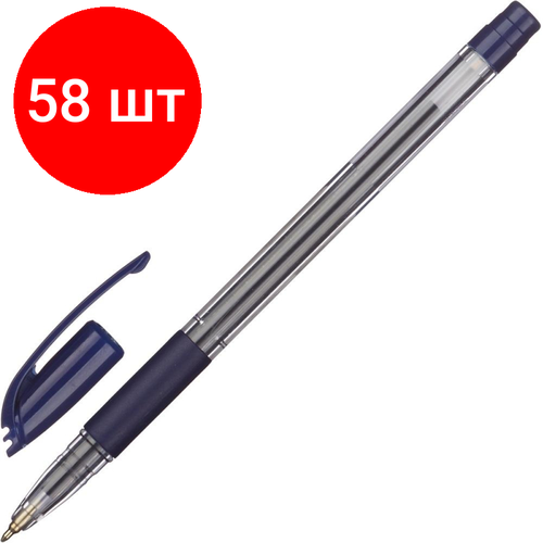 Комплект 58 штук, Ручка шариковая неавтомат. PENTEL Bolly BK425-C резин. манжет, син0.5мм