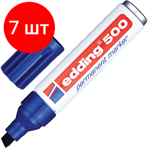 Комплект 7 штук, Маркер перманентный EDDING E-500/3 синий 2-7мм скошенный наконечник маркер перманентный stanger m236 712006 скошенный пиш наконечник 1 4мм красный 10 шт в упаковке