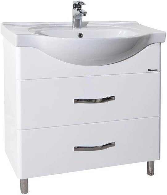 фото Тумба с раковиной белый глянец 70 см Bellezza Анкона 4639611110011 + 4690311008978