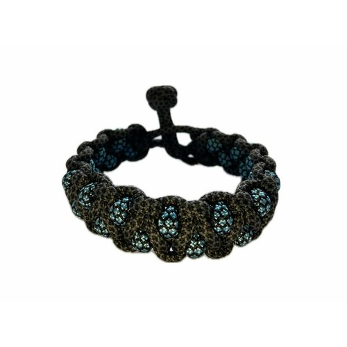 фото Славянский оберег, плетеный браслет "глаз дракона воды", 1 шт., размер 8 см, размер one size, диаметр 7.5 см, черный, синий sunny street