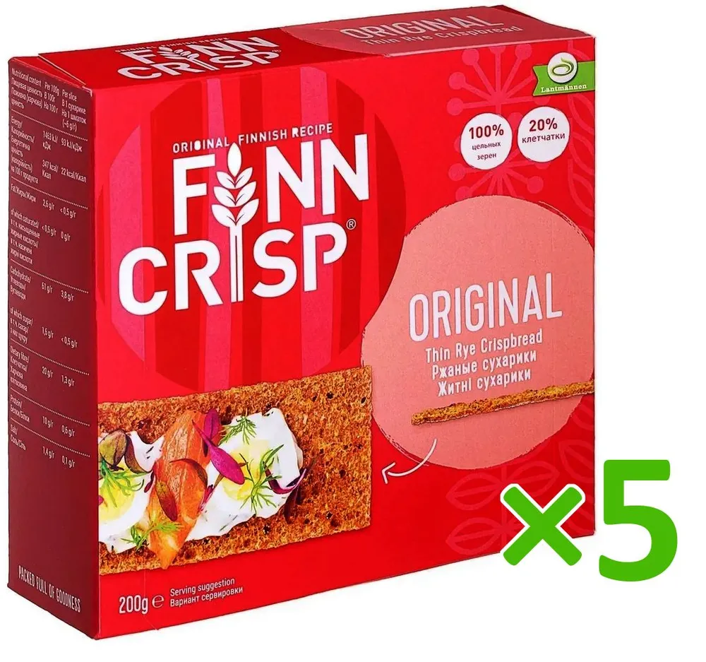 Хлебцы FINN CRISP Original, 5 пачек по 200г, из Финляндии