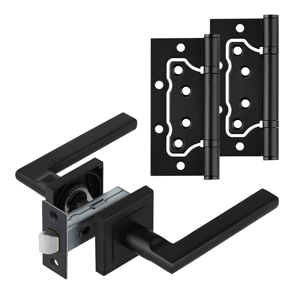 Комплект фурнитуры для двери Corsa Deco Primrose с защелкой и петлями квадратная розетка черный (990309)