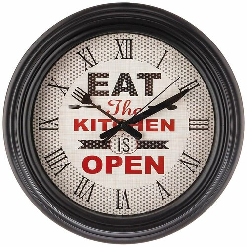 фото Часы настенные chef kitchen 220-377 черные, 22.5 см lefard