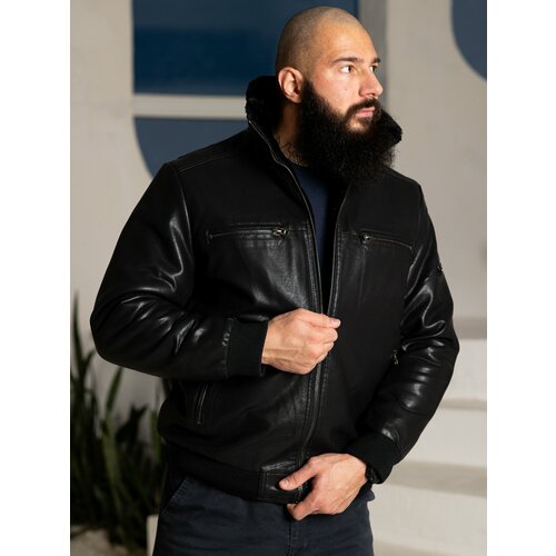 фото Кожаная куртка , размер 52, черный nansen