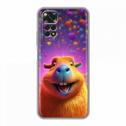 силиконовый чехол df для xiaomi redmi note 11 11s xicase 61 зеленый Дизайнерский силиконовый чехол для Редми Нот 11 4G/11S / Xiaomi Redmi Note 11 Капибара