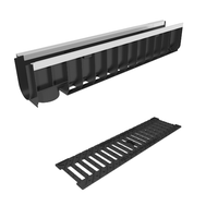 Лоток водоотводный пластиковый усиленный DN100 высота 187 мм с чугунной щелевой решеткой и крепежом в комплекте  ...