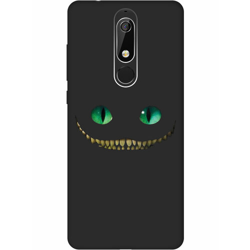 Матовый Soft Touch силиконовый чехол на Nokia 5.1, Нокиа 5.1 с 3D принтом Cheshire Cat черный матовый soft touch силиконовый чехол на nokia 3 4 нокиа 3 4 с 3d принтом cheshire cat черный