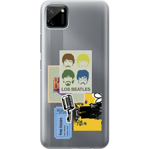 Силиконовый чехол на realme C11, Рилми С11 с 3D принтом Beatles Stickers прозрачный силиконовый чехол на realme c11 рилми с11 с 3d принтом stormtrooper stickers прозрачный