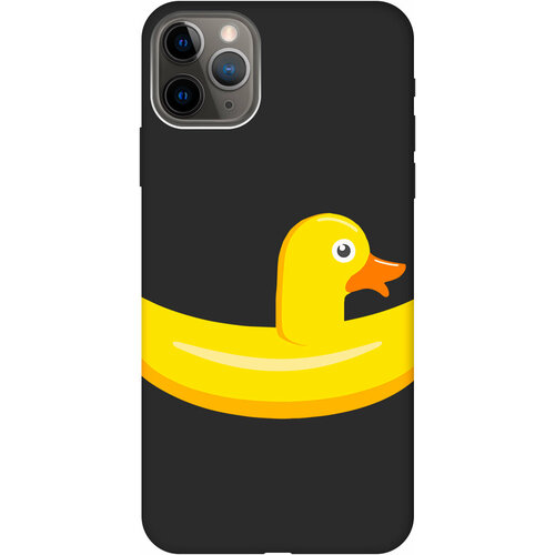 Силиконовый чехол на Apple iPhone 11 Pro Max / Эпл Айфон 11 Про Макс с рисунком Duck Swim Ring Soft Touch черный силиконовый чехол на apple iphone 11 эпл айфон 11 с рисунком duck swim ring