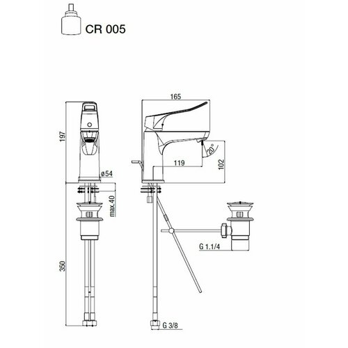 Смеситель для раковины с донным клапаном ALPI SPORT SENIOR SPS86179CR хром