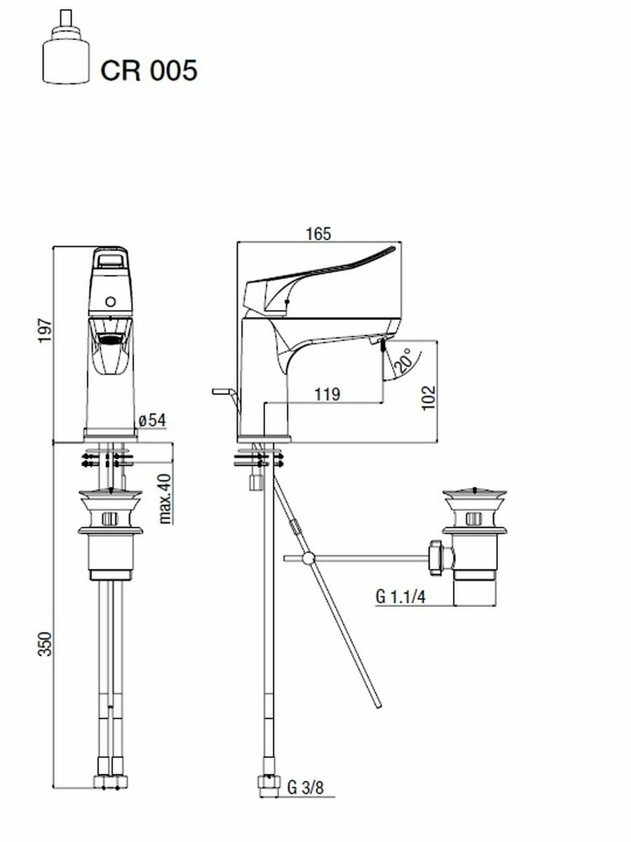 Смеситель для раковины с донным клапаном ALPI SPORT SENIOR SPS86179CR хром