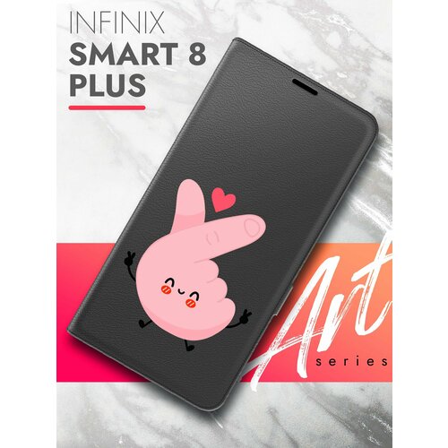 Чехол на Infinix Smart 8 Plus (Инфиникс Смарт 8+) черный книжка эко-кожа с функцией подставки и магнитами Book case, Brozo (принт) Лайк чехол на infinix smart 8 инфиникс смарт 8 фиолетовый книжка эко кожа с функцией подставки и магнитами book case brozo принт панда сердце