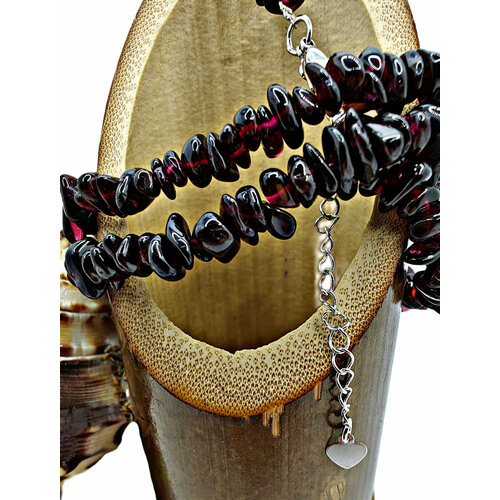 фото Браслет-цепочка гранат осколки, хризолит, 1 шт., размер 17 см, размер one size, диаметр 8 см, красный 1000 мелочей