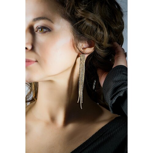 Серьги , стекло, искусственный камень, желтый, золотой