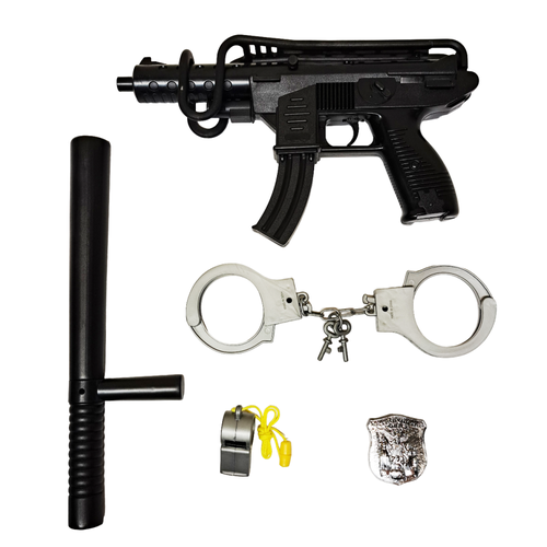 Special Forces набор полицейского с игрушечным детским автоматом Uzimatic на пистонах и каской Edison 613/24 значок полицейского цв серебряный