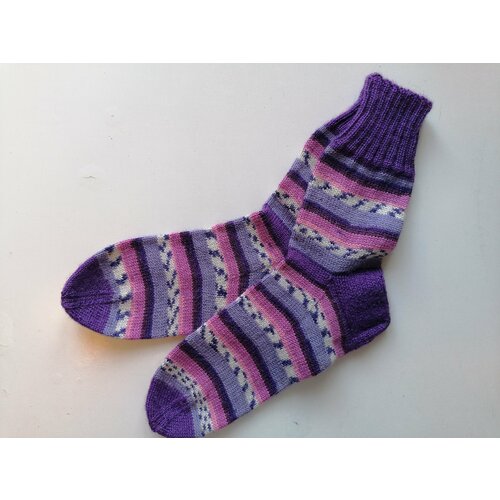 Носки ЮНА, размер 38-39, сиреневый носки вязаные деревенские шерстяные носки ручная работа