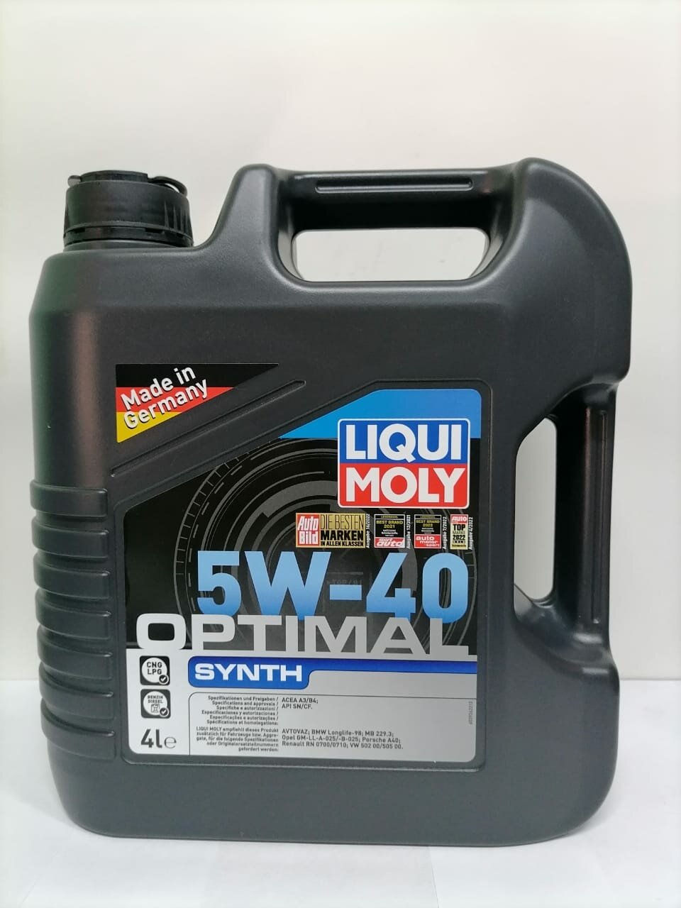 Моторное масло LIQUI MOLY Optimal Synth 5W-40, 4 л, артикул 3926