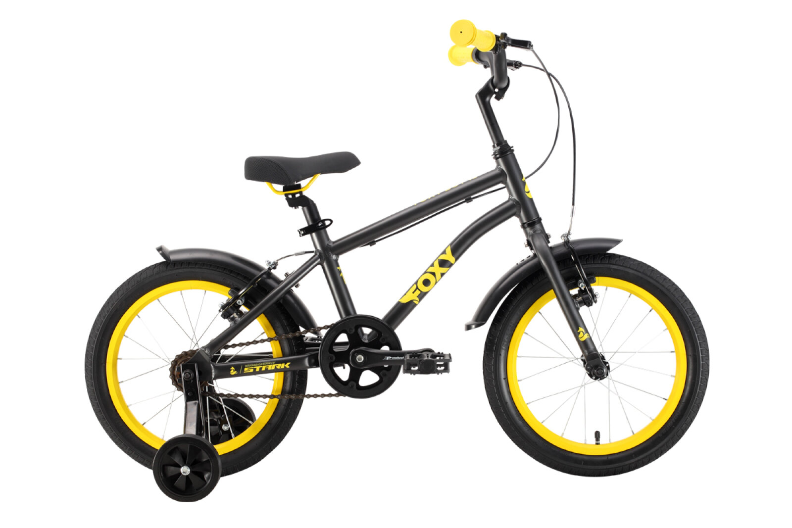 Детский велосипед Stark Foxy Boy 16 (2024) 16 Черно-желтый (101-115 см)