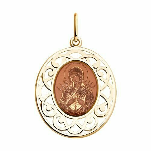 Иконка, красное золото, 585 проба, эмаль