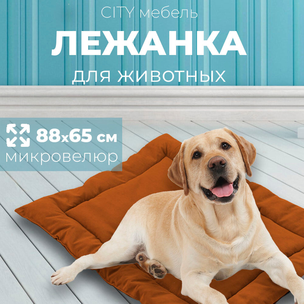 Большая лежанка для крупных и средних собак Оранжевый - фотография № 1