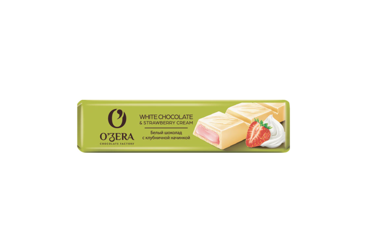 «O'Zera», шоколадный батончик White & Strawberry cream, 45 г (упаковка 30 шт.)