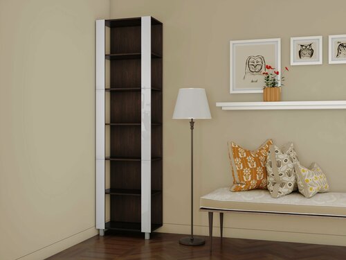 Изображение товара Стеллаж модульный Универсальный Белое стекло 35х60х220, Мебельная компания Е1, Венге