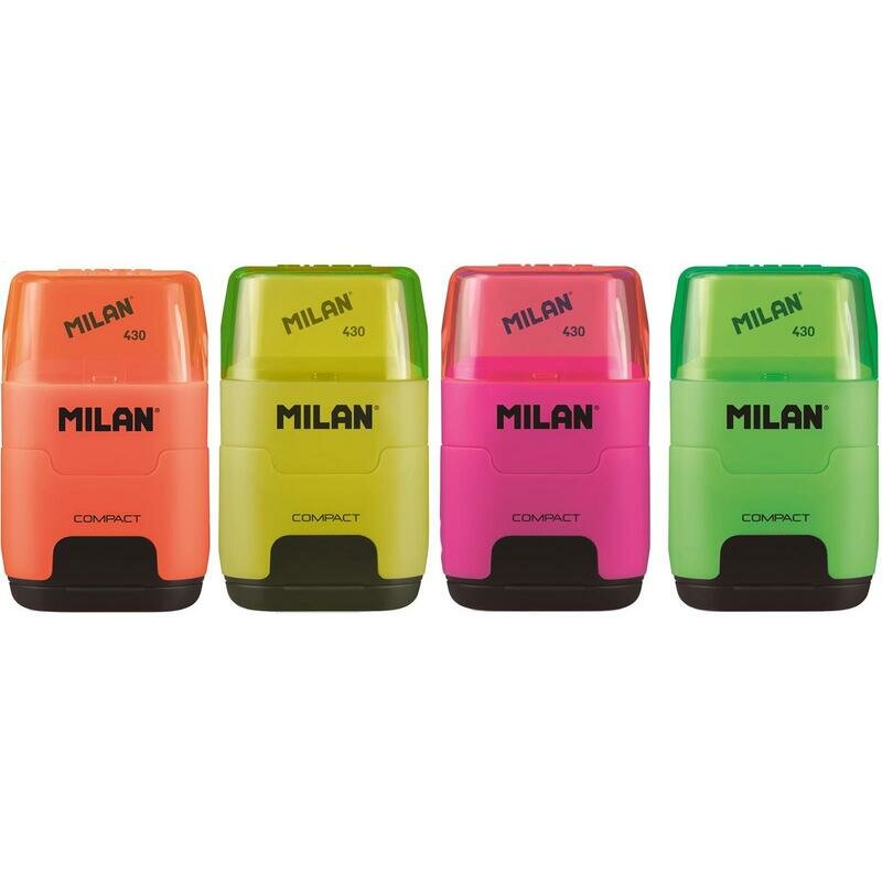 Ластик-точилка Milan "Compact Fluo", в ассортименте