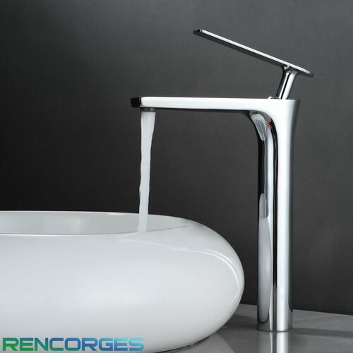 Смеситель для накладной раковины в ванную высокий, Кран для раковины в ванной, Смеситель для раковины в ванной хром