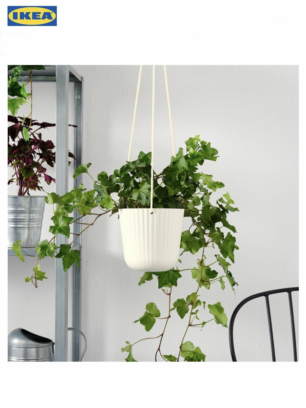 фото IKEA APPELROS кашпо подвесное, 13х14 см, д/дома/улицы белый