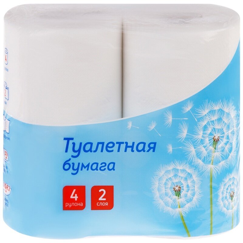 Бумага туалетная OfficeClean 2 слоя, 30 м, тиснение, белая, 4 рулона (325787)