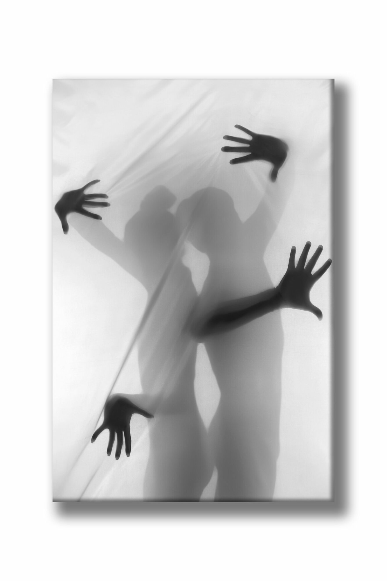 Картина для интерьера на холсте "Мужской и женский силуэт" чёрно-белый 46х70 холст без подрамника