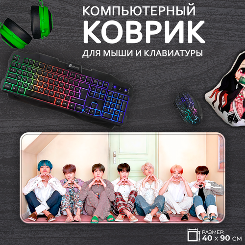 Большой игровой коврик для мыши и клавиатуры BTS 7, 40x90см