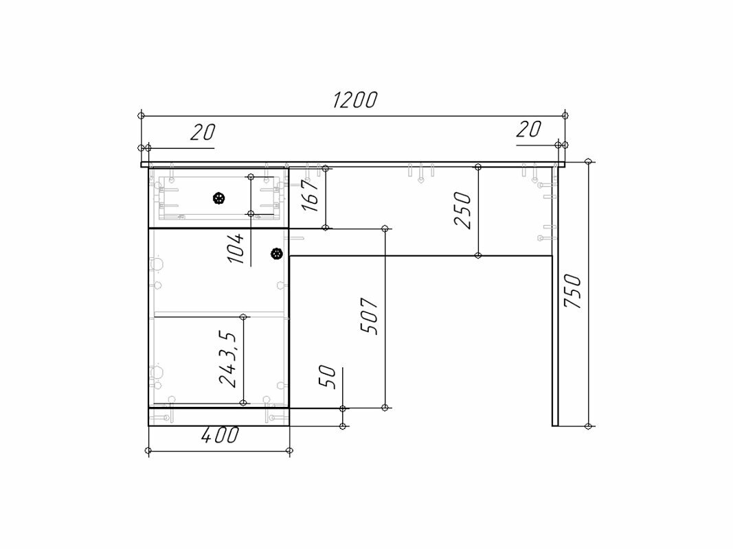 Письменный стол Банни-5 Черный Агат 120x60x75