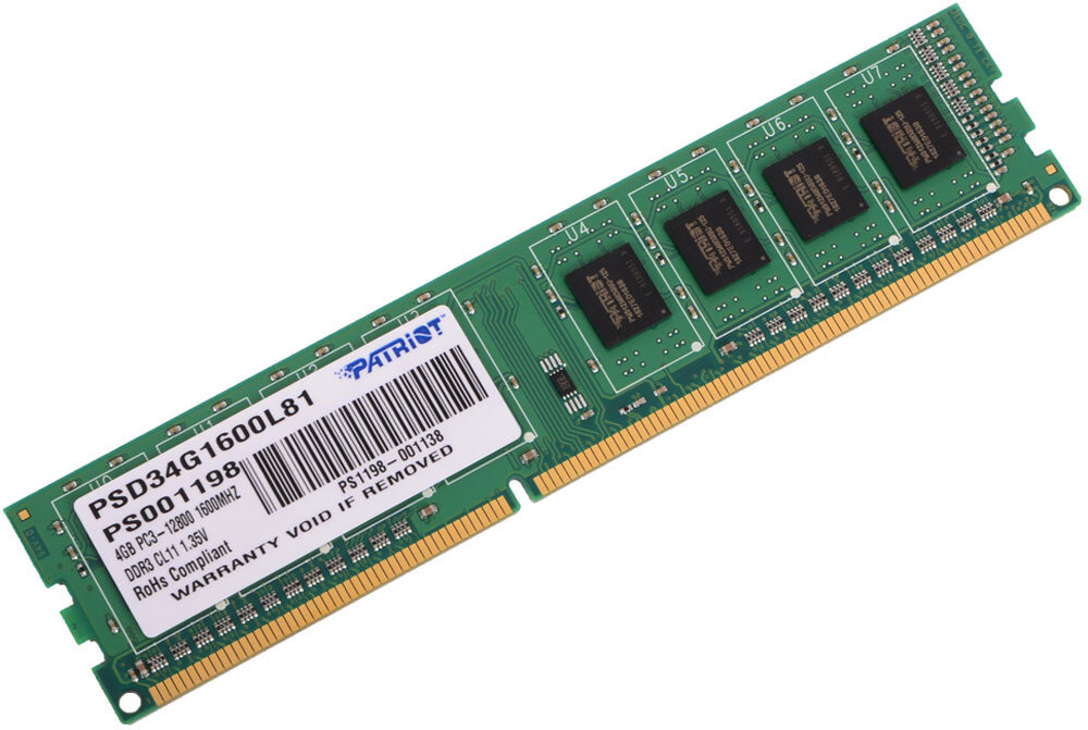 Память DDR3L DIMM 4Gb, 1600MHz Patriot Memory (PSD34G1600L81)