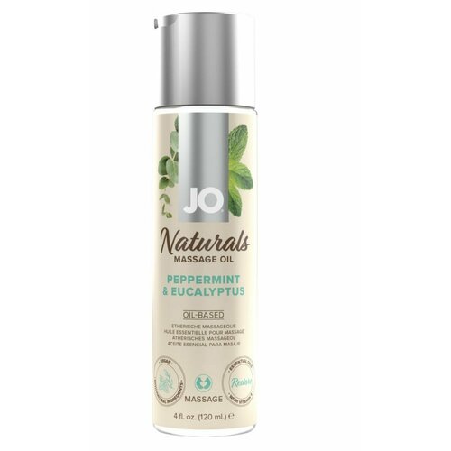 System JO Массажное масло с ароматом перечной мяты и эвкалипта JO Naturals Peppermint & Eucalyptus - 120 мл.