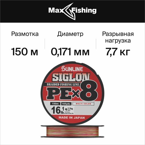 Шнур Sunline SIGLON PE8 150M (Multicolor 5C) #1/16LB