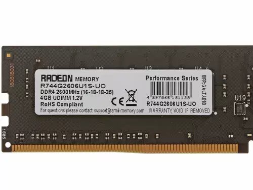Память DDR4 4Gb 2666MHz AMD OEM PC4-21300 CL16 DIMM 288-pin 1.2В - фото №19