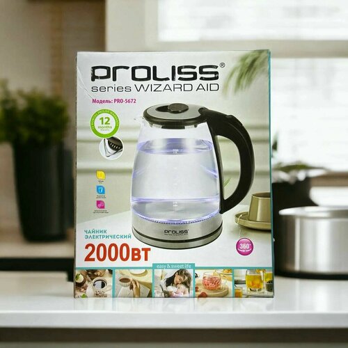 Чайник электрический стеклянный электрочайник с подсветкой 2000 Вт Proliss PRO-5672 прозрачный 2л 219900₽