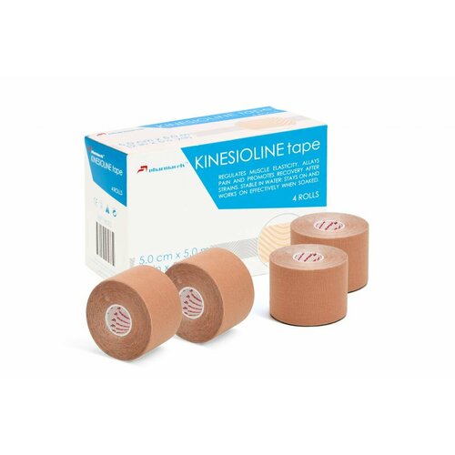 Кинезио тейп 5см х 5м бежевый Pharmacels KINETICLINE Tape, 4 рулона