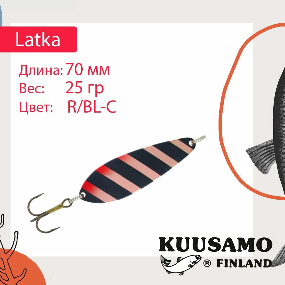 Блесна для рыбалки Kuusamo Latka 70/25 R/BL-C (колеблющаяся)