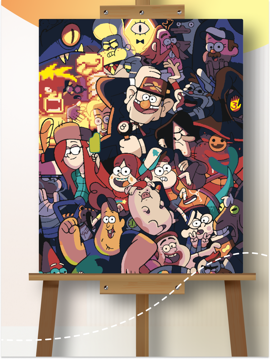 Картина по номерам, Гравити Фоллз, 40x50, Герои Gravity Falls