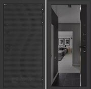 Входная дверь VOLCANO с внутренней панелью зеркало панарама с тонировкой, цвет черный кварц, размер по коробке 880х2050, левая