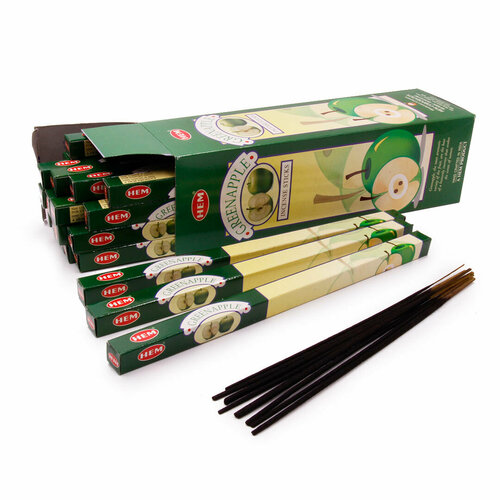 Hem Incense Sticks GREEN APPLE (Благовония зеленое яблоко, Хем), уп. 8 палочек.