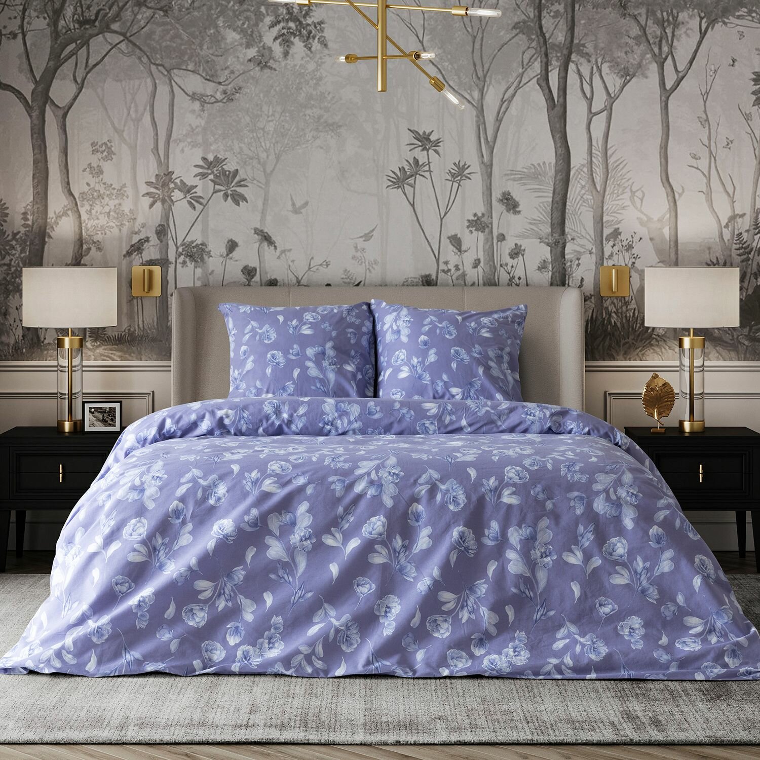 фото КПБ евро сатин "Mia Cara" (70х70) рис. 37126-1/37127-1 Monica