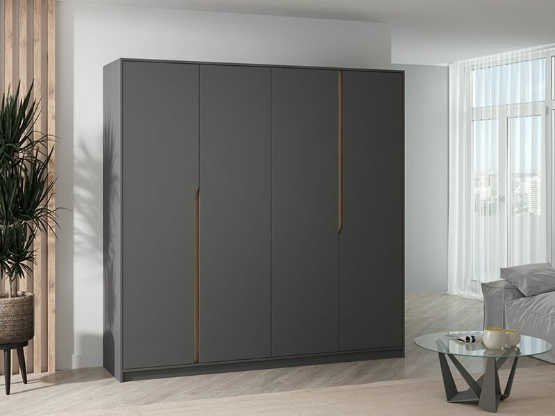 Шкаф распашной для одежды "Берн 3" 200х200х52, серый графит