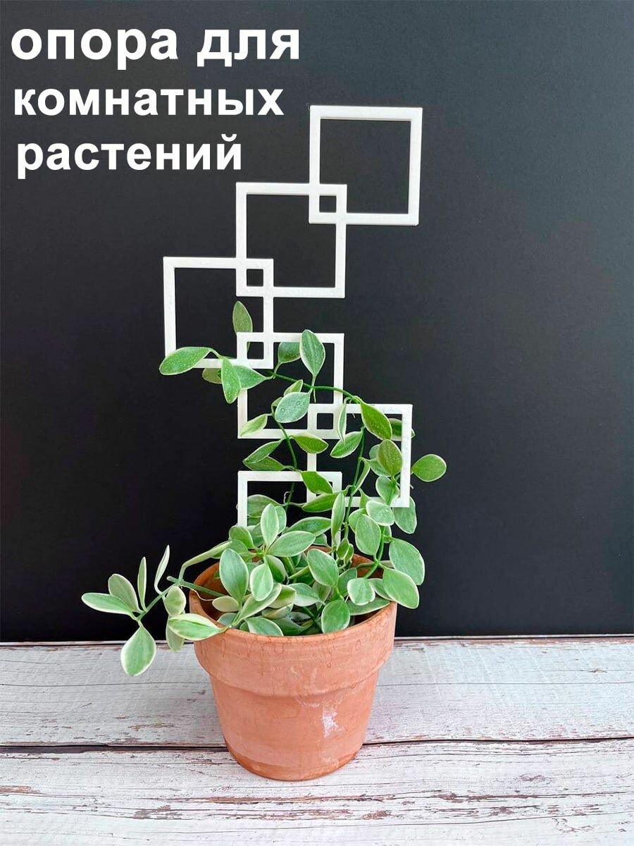 фото Опора для комнатных растений, 34 см, белая, квадраты