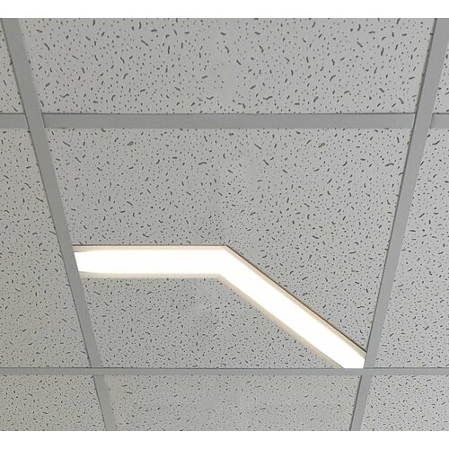 Светильник светодиодный линейный для подвесного потолка армстронг 29Вт, 595х342мм, J-образный, левый