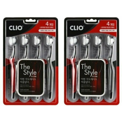 Clio Набор щеток зубных The Style Toothbrush, 4 шт/уп, 2 уп clio набор дорожный щетка паста toothbrush toothpaste 3 уп